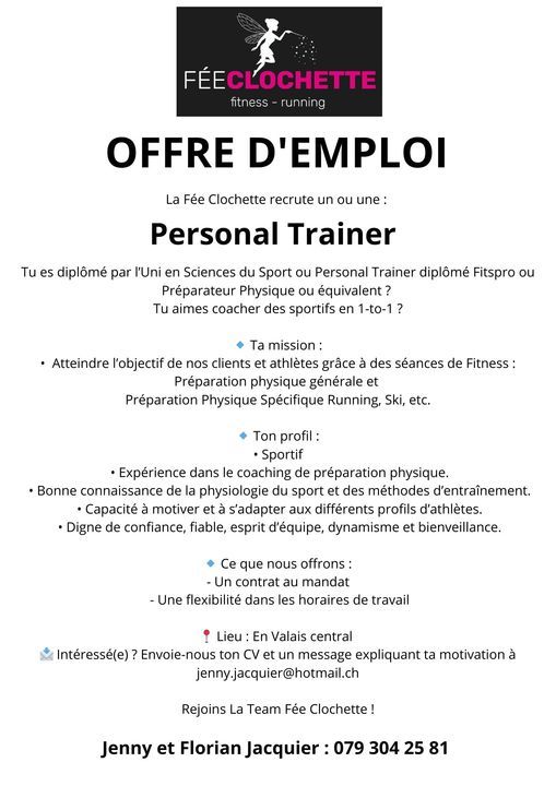agenda.ch Savièse La Fée Clochette : Personal Trainer