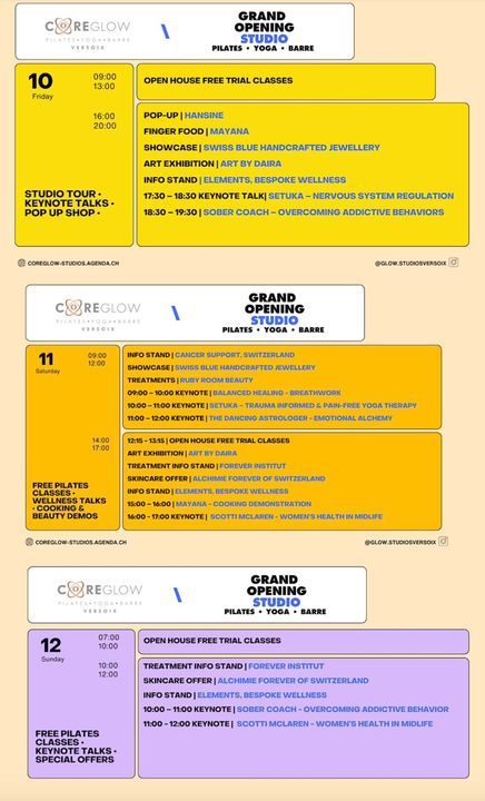 agenda.ch Versoix Coreglow Studios