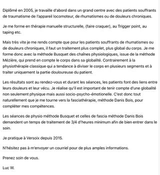 Physio Luc Weingart institut de beauté Versoix salon Versoix Physio Luc Weingart